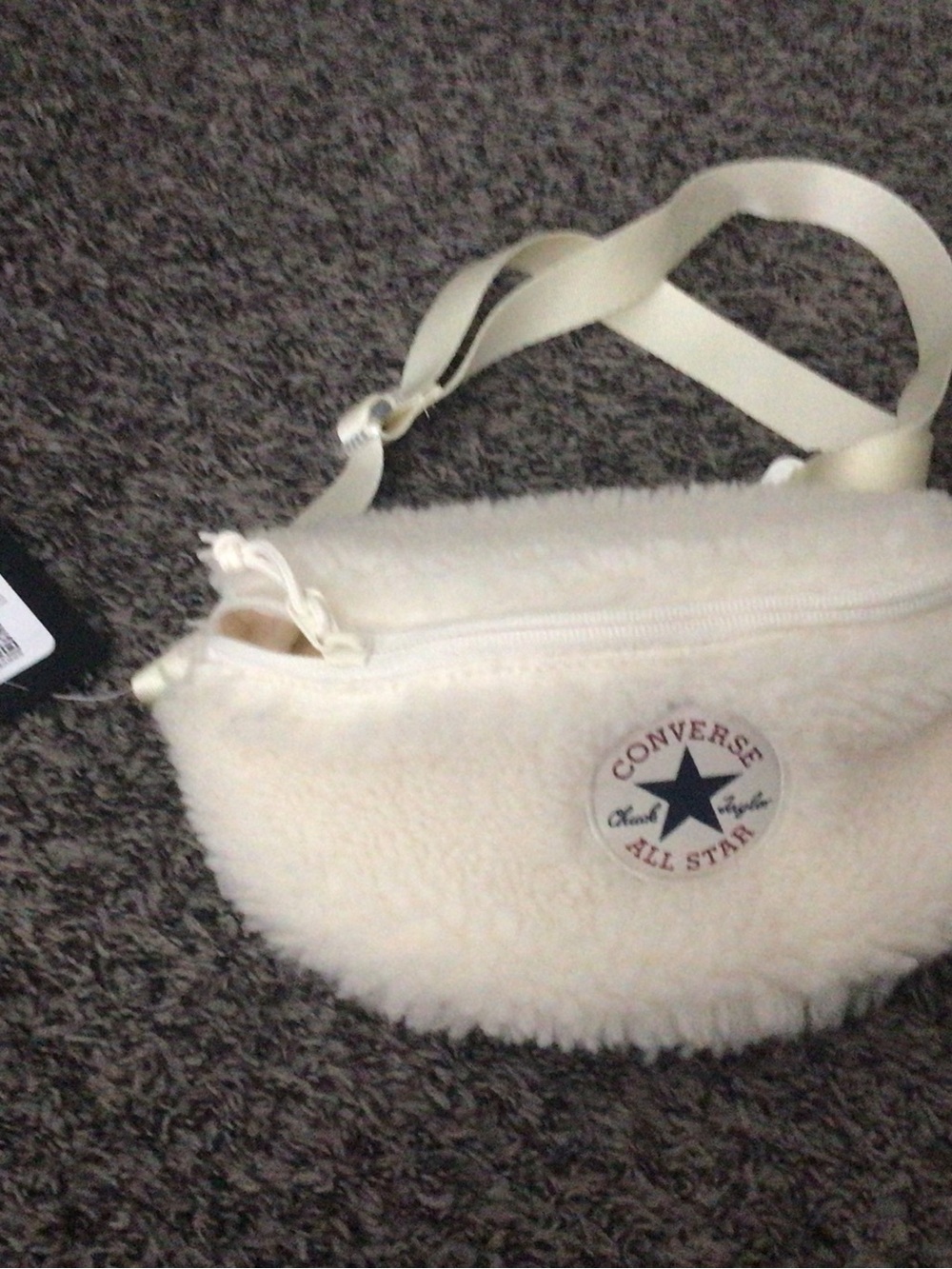 Converse Cream Fleece Crossbody Bag with Adjustable Strap